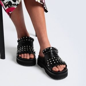 Alexander McQueen Silver Black Platform Sandals